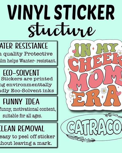 (3Pcs) in My Cheer Mom Era Sticker, Decorate Books Laptop Phone, Cheer Mom Era Water Bottles Kindles Stickers, Tumbler Sticker Waterproof Vinyl Decorate Sticker 3" Inch
