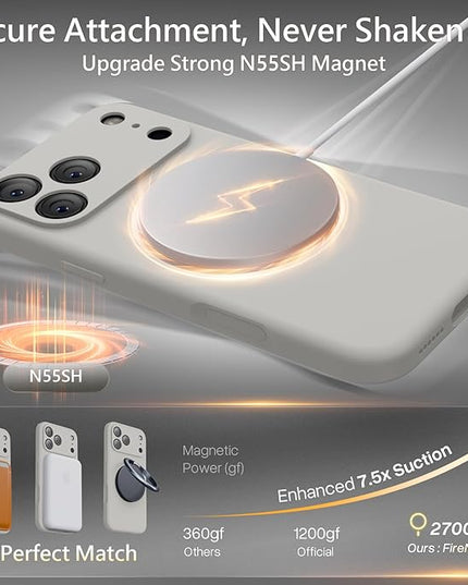FireNova Magnetic for iPhone 17 Pro Max Case, Compatible with MagSafe, [Integrated Silicone Camera Control Button] [Camera Protection] Anti-Scratch Microfiber Lining Phone Case, 6.9", Natural Titanium