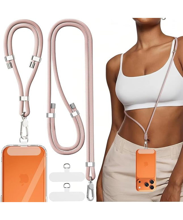 4-IN-1 Phone Lanyard + Wrist Strap, 2PCS Adjustable Length Cell Phone Lanyard with 2 Tether Tabs for iPhone,Smartphones