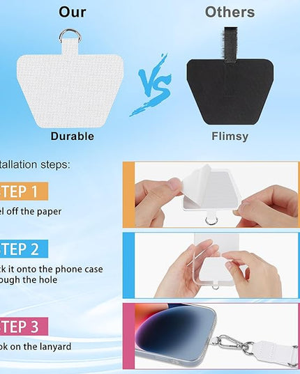 SHANSHUI Phone Lanyard, Crossbody Cell Phone Tether Pads Compatible with iPhone & All Smartphones in Full Cover Cases Black White