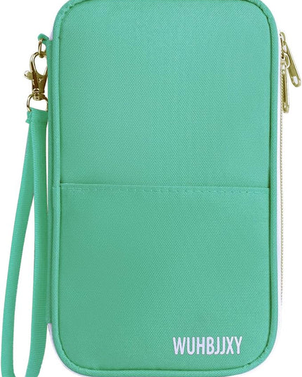 Multifunctional, Practical, RFID Family Passport holder, Travel wallet (green), Travel document manager, Passport Bag, Three-layer Design, Multiple Pockets，Big Storage