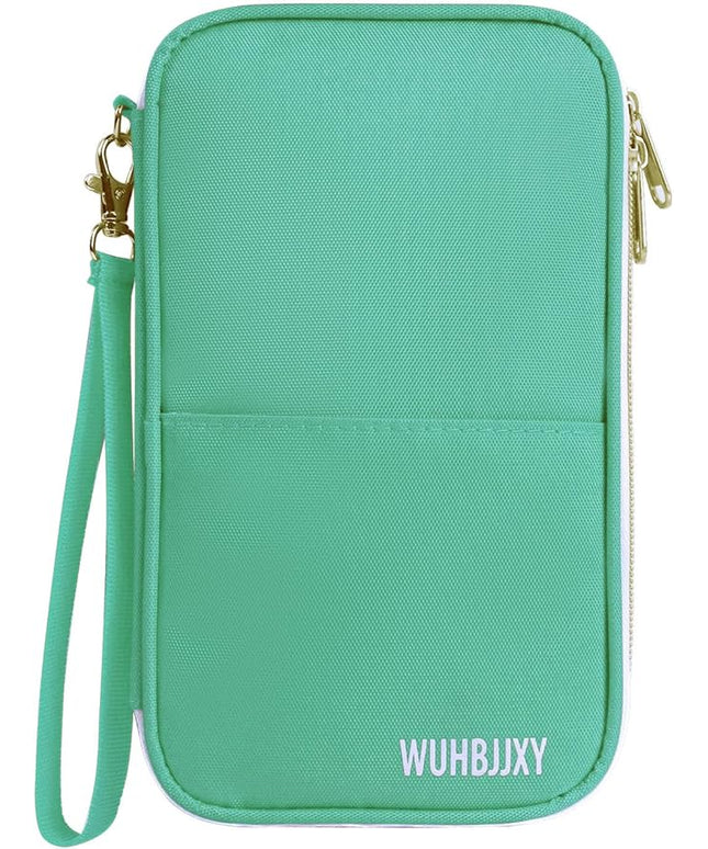 Multifunctional, Practical, RFID Family Passport holder, Travel wallet (green), Travel document manager, Passport Bag, Three-layer Design, Multiple Pockets，Big Storage