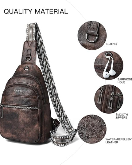 Sling Bag For Women Faux Leather Small Casual Daypack Backpack Fanny Pack Crossbody Chest Bags Purse