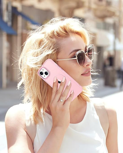 Hython Case for iPhone 13 Mini Case Magnetic Translucent Matte Phone Cases 5.4" [Compatible with MagSafe] Thin Slim Fit Shockproof Bumper Hard Protective Cover for Women Men Girls, Frosted Tender Pink