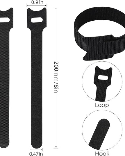 70 PCS 8 inch Cable Ties Reusable Cable Management Adjustable Cable Organizer, Cable Straps, Cord Wraps and Hook Loop Straps for Computer,Gaming, Wire, Desk- Home Office Essentials
