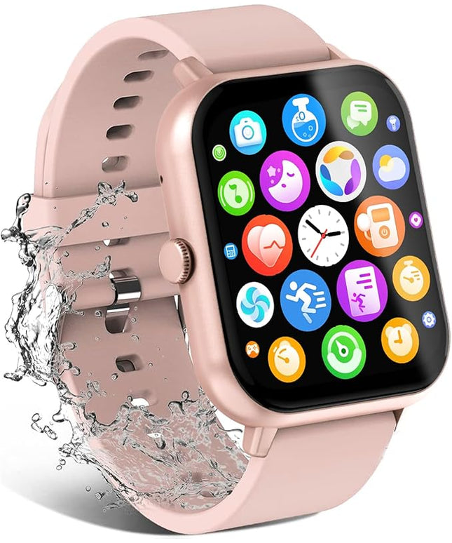 Smart Watch for Men Women Compatible with IOS Android Phone, 1.83" Full Touchscreen IP68 Waterproof Smart Watches,Fitness Tracker with Make/Recive Call 123+ Sport Modes Heart Rate/Sleep Monitor,Pink