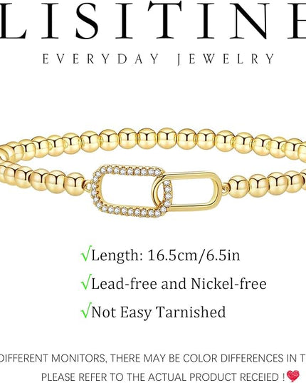 Gold Bracelets for Women 14K Gold Beaded Bracelets Stackable Bracelets for Women Gold Charm Bracelet Non Tarnish Gold Jewelry for Women Trendy