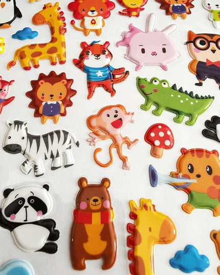 3D Animal Puffy Stickers 5 Sheets 360+ Waterproof 3D Stickers Pack, Cute Animal Themed Stickers for Crafts, Scrapbooking, Rewards, Party Favors for age13+