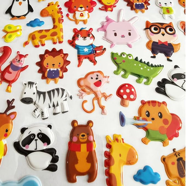 3D Animal Puffy Stickers 5 Sheets 360+ Waterproof 3D Stickers Pack, Cute Animal Themed Stickers for Crafts, Scrapbooking, Rewards, Party Favors for age13+
