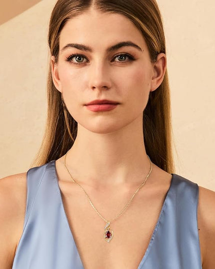 FANCIME Birthstone Necklace for Women Teardrop Necklace S925 Sterling Silver Infinity Love Birthday Gifts for Mom Women Girls, 16"+2" Inches