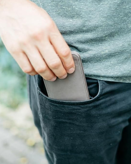 Distil Union Wally Bifold 5.0 RFID Wallet - No ID Window - Slim Bifold Wallet for Men with Money Clip, Premium Leather – Minimalist RFID Card Holder - Holds 14 Cards & 30 Bills - Gray