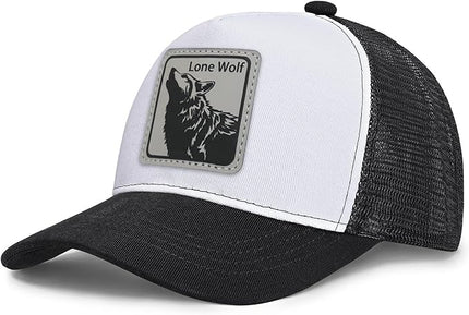 Animal Trucker Hats Leather Pattern Adjustable Snapback Mesh Animal Baseball Cap for Men