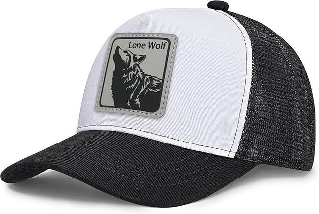 Animal Trucker Hats Leather Pattern Adjustable Snapback Mesh Animal Baseball Cap for Men