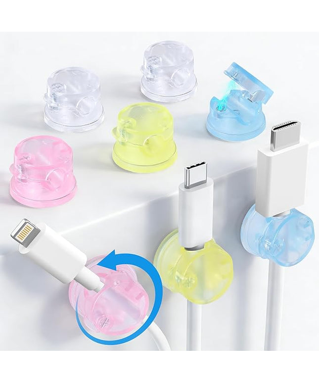 AGPTEK 8 Pack Magnetic Cable Clips, Upgraded 360° Rotatable Cord Holder Clips for Nightstand, Desk Cord Organizer Adhesive Wire Management Home Office Phone Charging Cords USB Cable Keeper (Colorful)