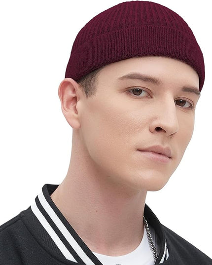 Fisherman Beanie Hats for Men Women,Wool Knit Trawler Skull Cap,Watch Cap,Spring Fall Winter Warm Short Hats