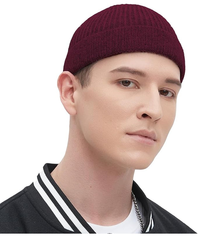 Fisherman Beanie Hats for Men Women,Wool Knit Trawler Skull Cap,Watch Cap,Spring Fall Winter Warm Short Hats