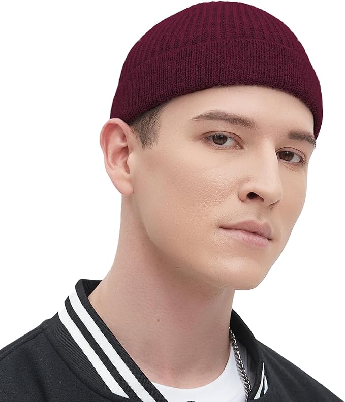 Fisherman Beanie Hats for Men Women,Wool Knit Trawler Skull Cap,Watch Cap,Spring Fall Winter Warm Short Hats