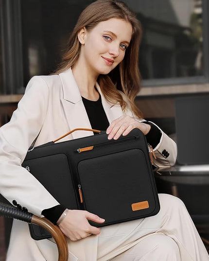 MOSISO 360 Protective Laptop Shoulder Bag,17-17.3 inch Computer Bag Compatible with MacBook, HP, Dell, Lenovo, Asus Notebook,Side Open Messenger Bag with 4 Zipper Pockets&Handle, Black