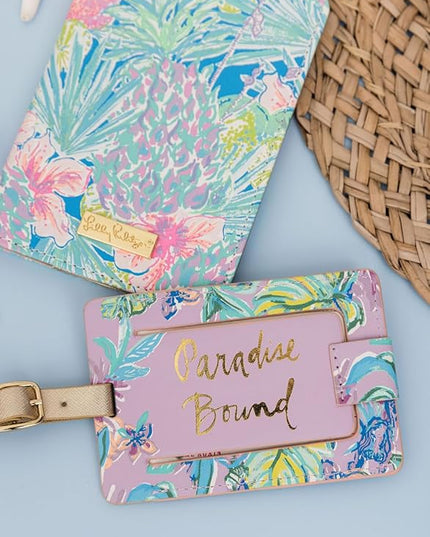 Lilly Pulitzer Vegan Leather Passport Holder, Cute Passport Cover, Travel Wallet with Credit Card Slots, Swizzle In