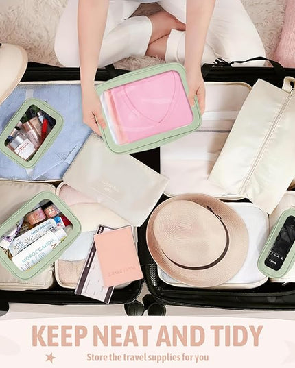 5 Pack Clear Toiletry Bag,TSA Approved Travel Makeup Pouch with Zipper for Cosmetics and Toiletries，Diaper Bag Organizer Pouch Set,Purse Organizer for Christmas Women Gift