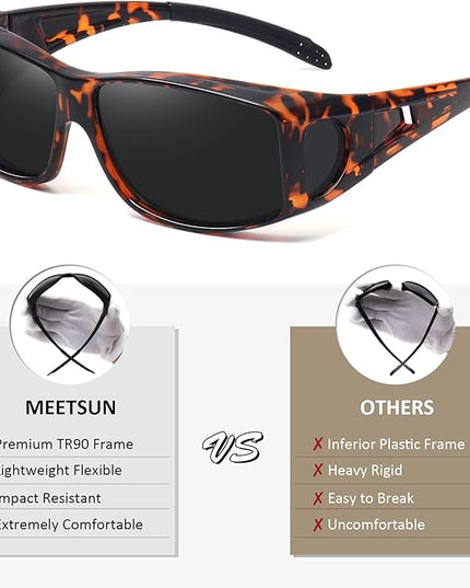 MEETSUN Fit Over Glasses Sunglasses for Men Women,Wrap Around Sunglasses Polarized UV400 Protection