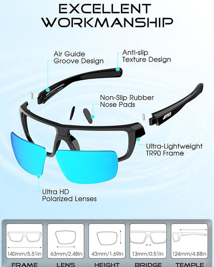 ATTCL Polarized Sunglasses Men for Fishing: UV Protection Lightweight TR90 Sports Wrap Sun Glasses Driving Golf Running