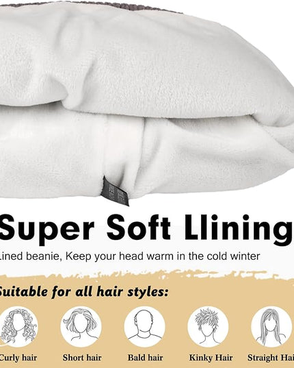 Wmcaps Winter Beanie for Men Women, Fleece Lined Beanie Soft Warm Knit Hat Ski Stocking Cuffed Cap