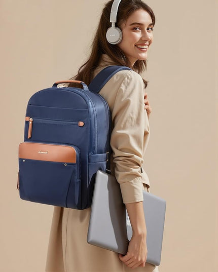 LOVEVOOK Laptop Backpack for Women with 2X Extra-Large Tumbler Pockets, 15.6" Work Backpack Purse, Travel Personal Item Bag, Carry On Business Computer Bag for Office, School, or Gift, Lustrous Indigo