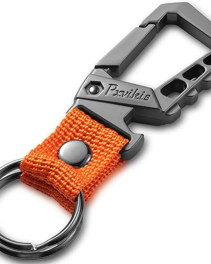 Metal heavy duty key chain carabiner clip bottle opener wrist lanyard ring car key fob unisex for men and women