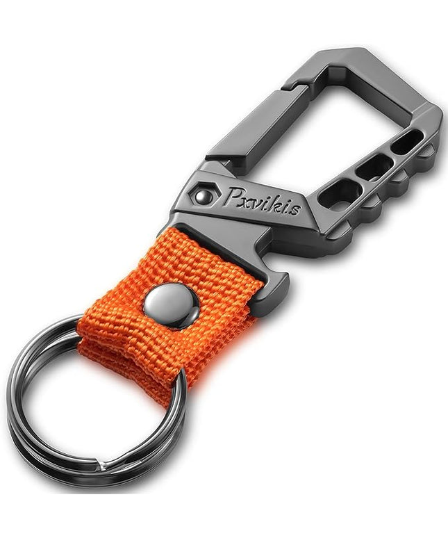 Metal heavy duty key chain carabiner clip bottle opener wrist lanyard ring car key fob unisex for men and women