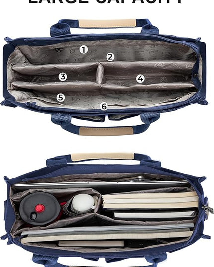 Canvas Tote Bag for Women Crossbody Work Purse with Pockets Top Handle Handbag Satchel Bags for Travel Nurse Teacher