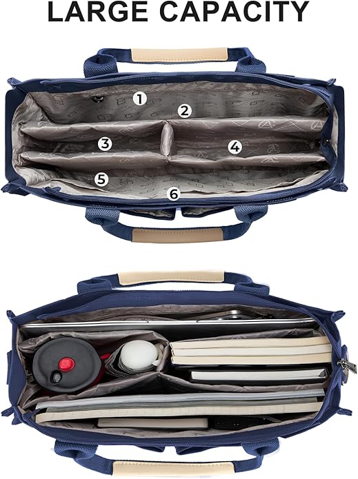 Canvas Tote Bag for Women Crossbody Work Purse with Pockets Top Handle Handbag Satchel Bags for Travel Nurse Teacher