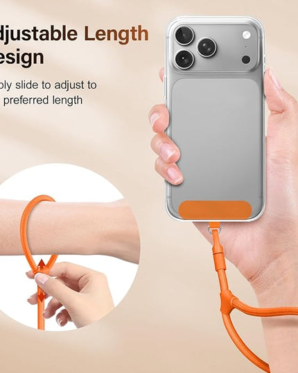 Dadanism Phone Wrist Strap, Universal Adjustable Hand Wrist Strap Lanyard for iPhone 17 and Most Smartphones, Multifunctional Patch Lanyard with Phone Tether Tab for Women and Men, Orange