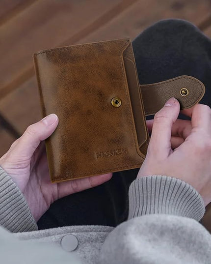 MKSSKEN Wallet Women,Rfid Blocking Leather Womens Wallet,Bifold Compact Carteras Para Mujer Card Holder with Removable ID Window(deepcoffee)