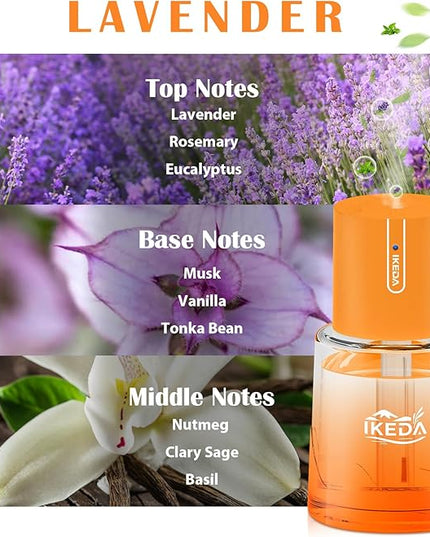 Smart Car Air Freshener,100ml Essential Oil Diffuser Aroma Diffuser, 3 Mode Adjustable Mini Scent Spray for Car with Touch Switch, Automotive Humidifier for Gift(Orange, Lavender)