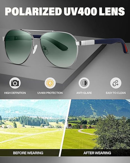 Joopin Polarized Metal Aviation Sunglasses Men, Classic Military Sun Glasses Women, Rectangle Shades UV400 Protection Costume