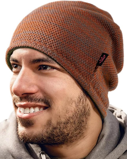 Lvaiz Mens Winter Beanie Hat Warm Fleece Lined Skull Cap for Men Reversible Women Windproof Watch Hat Knit Warm Unisex Beanie