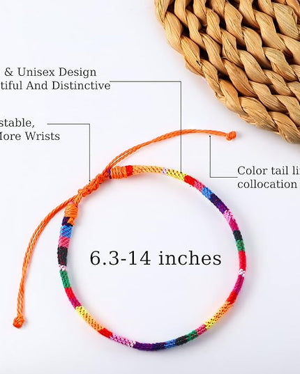 Florideco 24 Pcs Boho Surfer Bracelet Anklet Adjustable Beaded Anklets Handmade Braided Bracelet Colorful Anklet Summer String Rope Ankle Bracelets Waterproof Surfer Beach Bracelet Boho Jewelry for Women Men