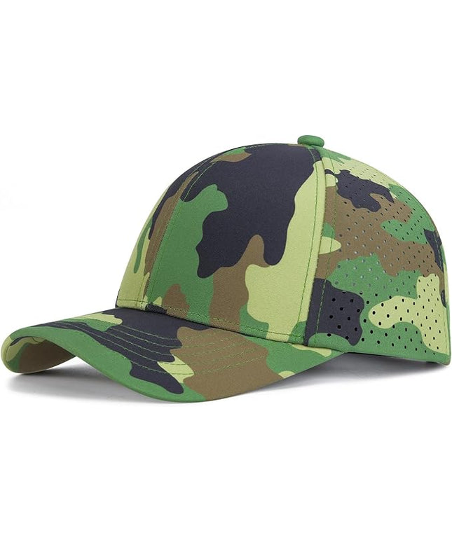 VOBOOM Men Quick Dry Baseball Cap Laser Cut Mesh Ball Curved Brim Snapback Hat