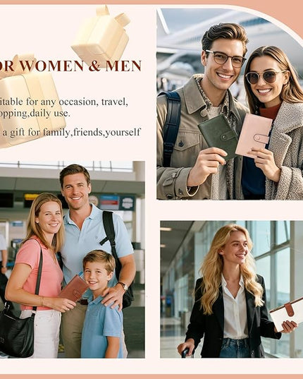 BKNOOU Passport Holder Rfid Blocking Travel Passport Wallet for Women and Men, Compact Leather Travel Wallet Trifold Clutch Wallet, Passport Cover Holds Cards, Tickets, Cash and Pen