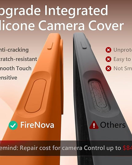 FireNova Magnetic for iPhone 17 Pro Max Case, Compatible with MagSafe, [Integrated Silicone Camera Control Button] [Camera Protection] Anti-Scratch Microfiber Lining Phone Case, 6.9", Orange