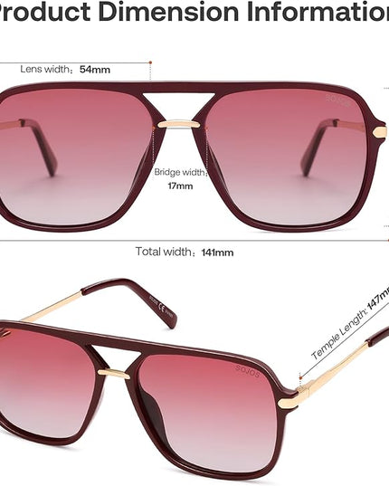 SOJOS Sunglasses for Women & Men, Square, Retro, Polarized Lens, Trendy Aviator, 90s Shades