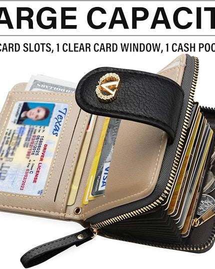 Multi-Purpose Wallet High Capacity Card Holder Zipper Coin Purse with Wristlet Bracelet Keychain Silicone Beaded Bangle Key Ring
