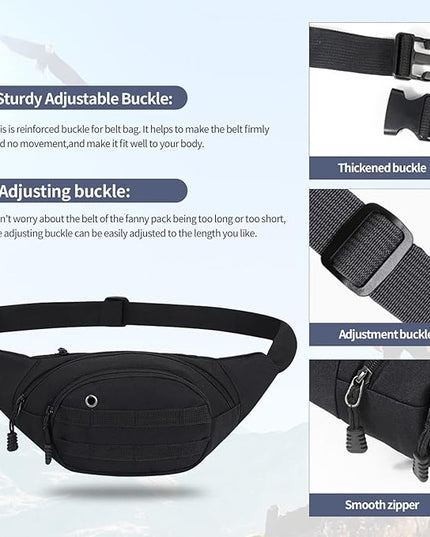 DAITET Crossbody Fanny Pack for Men&Women,Large Waist Bag & Hip Bum Bag with Adjustable Strap for Outdoors Workout Traveling Casual Running Hiking Cycling