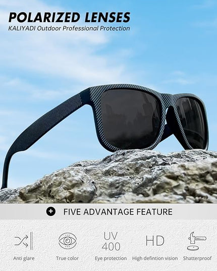 KALIYADI Sunglasses Men Polarized Sun glasses for Mens Womens Classic Matte Black Frame UV Protection 3pack