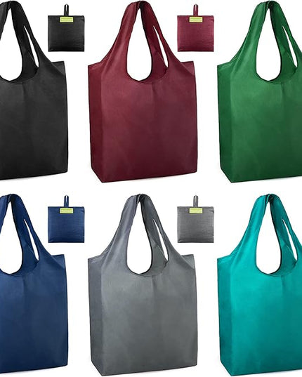 BeeGreen Foldable Travel Bag Reusable Gifts Bags - Reusable Grocery Bags Large Holiday Gifts Cloth Tote With Handles - Bulk Reusable Shopping Bags for Women (Beach Storage Washable Collapsible)