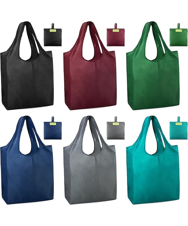 BeeGreen Foldable Travel Bag Reusable Gifts Bags - Reusable Grocery Bags Large Holiday Gifts Cloth Tote With Handles - Bulk Reusable Shopping Bags for Women (Beach Storage Washable Collapsible)