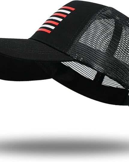 American Flag Trucker Hat - Snapback Hat, Baseball Cap for Men Women - Breathable Mesh Side, Adjustable Fit - for Casual Wear
