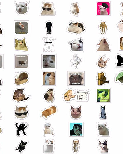 BulbaCraft 100Pcs Cat Meme Stickers - Funny Cat Stickers, Gifts for Women & Men