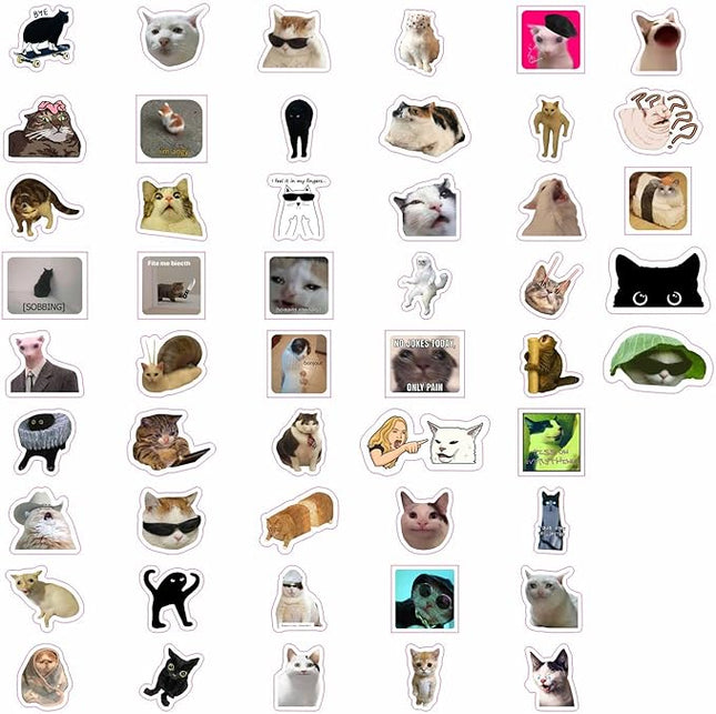 BulbaCraft 100Pcs Cat Meme Stickers - Funny Cat Stickers, Gifts for Women & Men